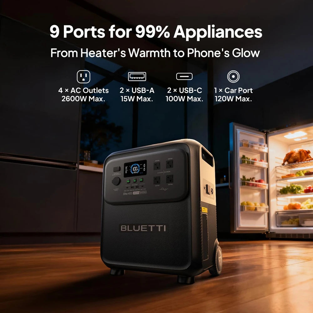 Bluetti Elite 400 Portable Solar Power Station With App Control