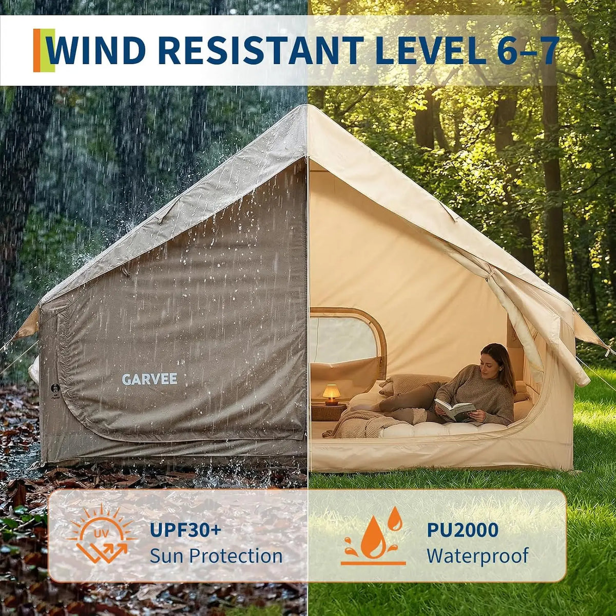 Premium Inflatable Camping Tent With Stove Jack And Mesh Windows