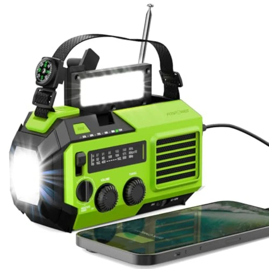 Portable Emergency Weather Radio With Power Bank Solar Hand Crank