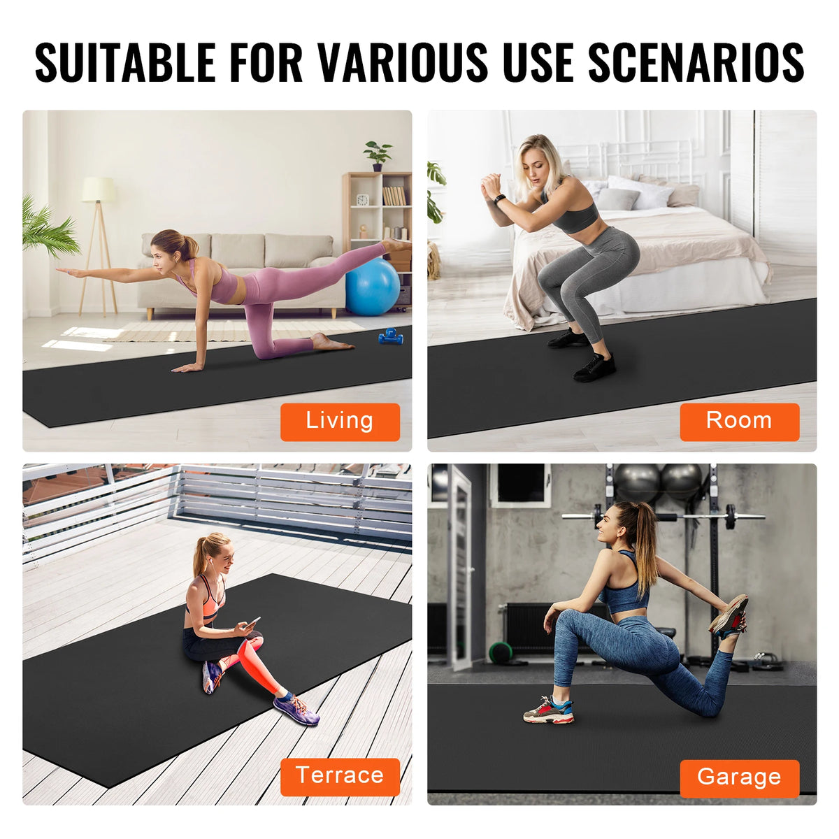 SucceBuy Premium Non Slip Yoga Exercise Mat With Carry Bag