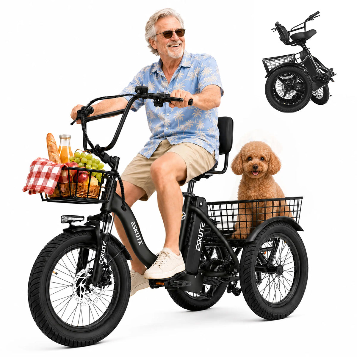 ESKUTE Electric Folding Trike Provides Reliable Performance And Comfort