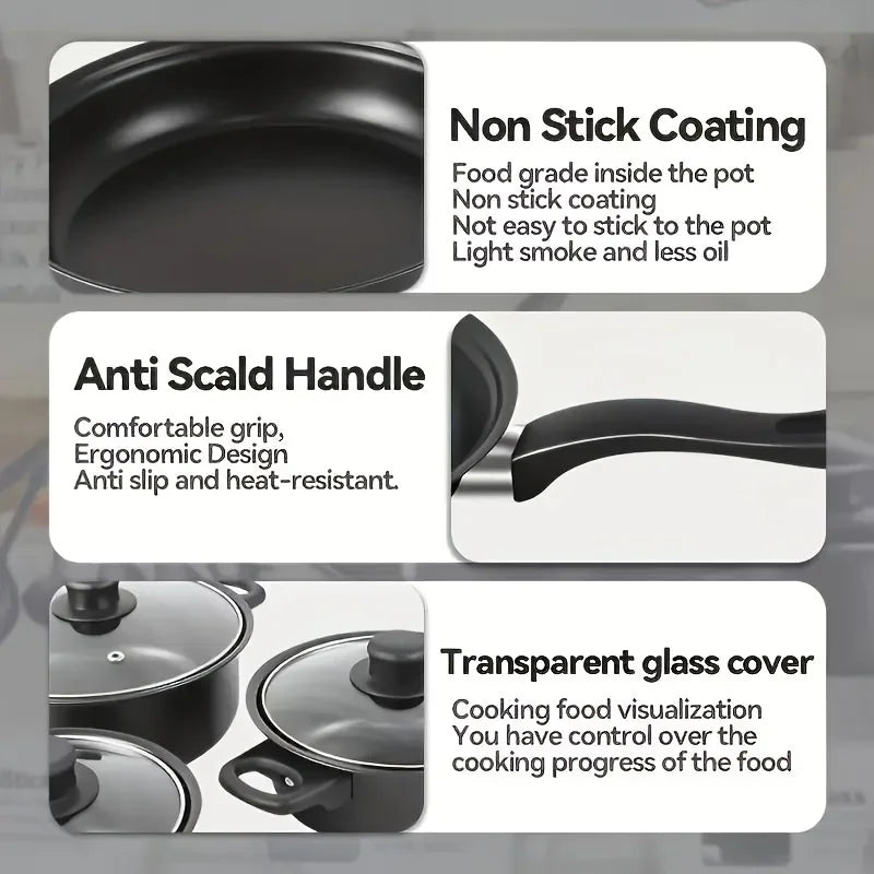 Aehome Stainless Steel Cookware Set With Nylon Utensils