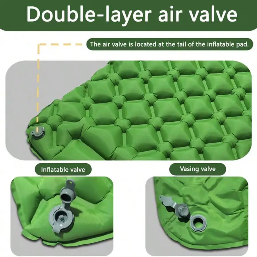 Portable Inflatable Camping Sleeping Pad With Integrated Air Pump