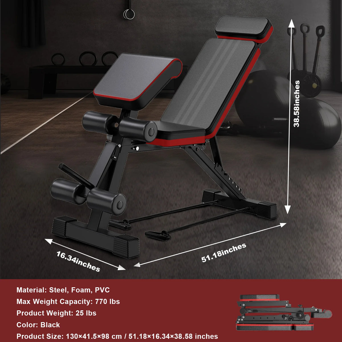Adjustable Foldable Weight Bench For Full Body Strength Training