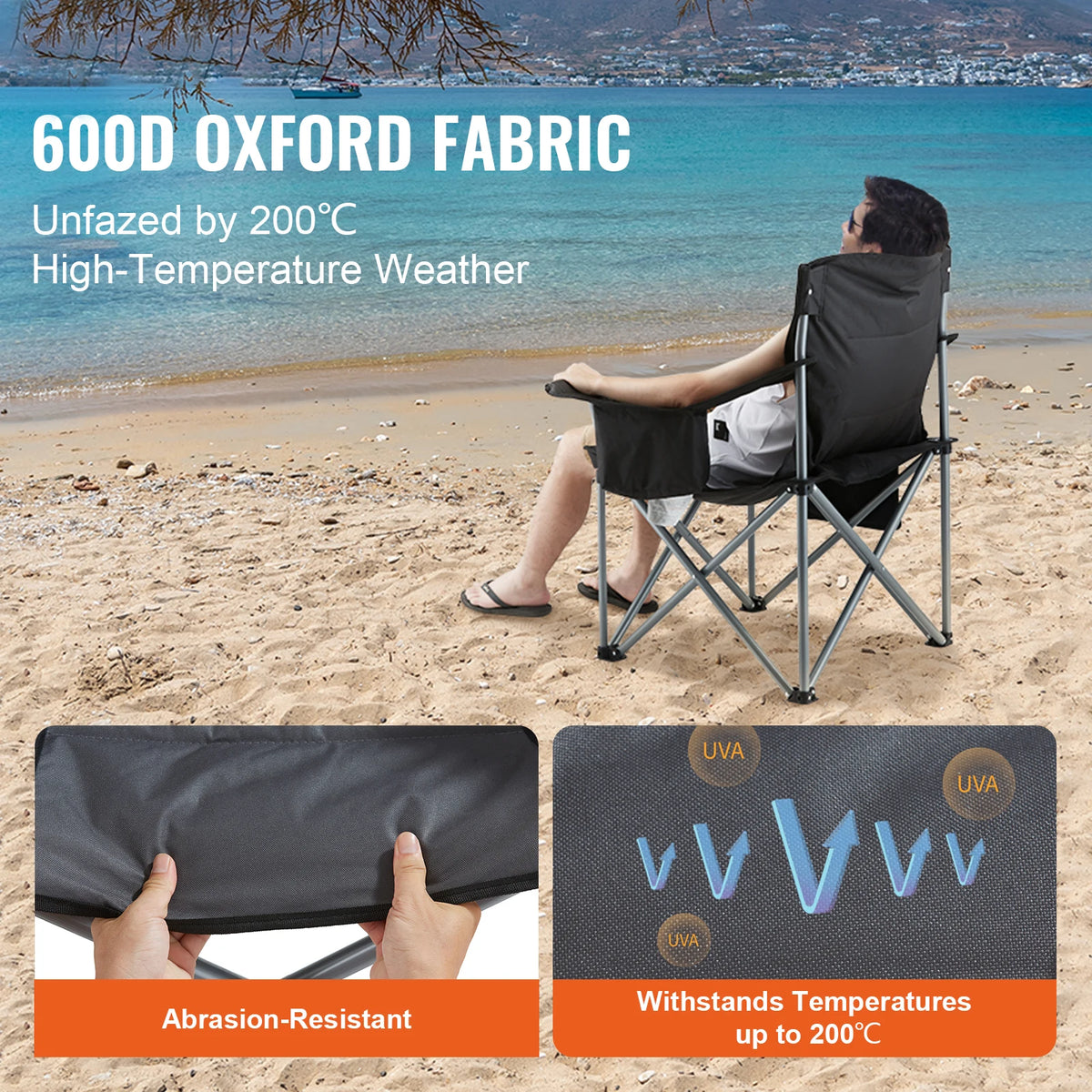 VEVOR Outdoor Folding Camping Chair With Lumbar Back Support