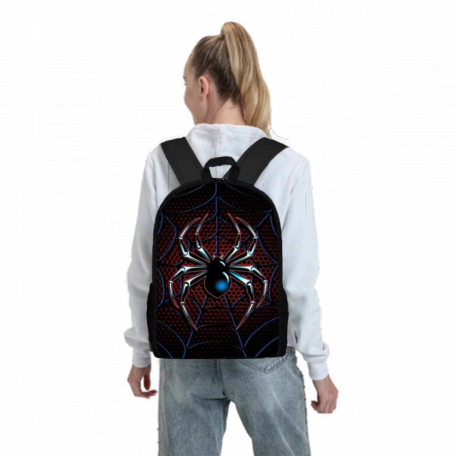 Spider Pattern Three Piece Backpack Set For Kids School Travel