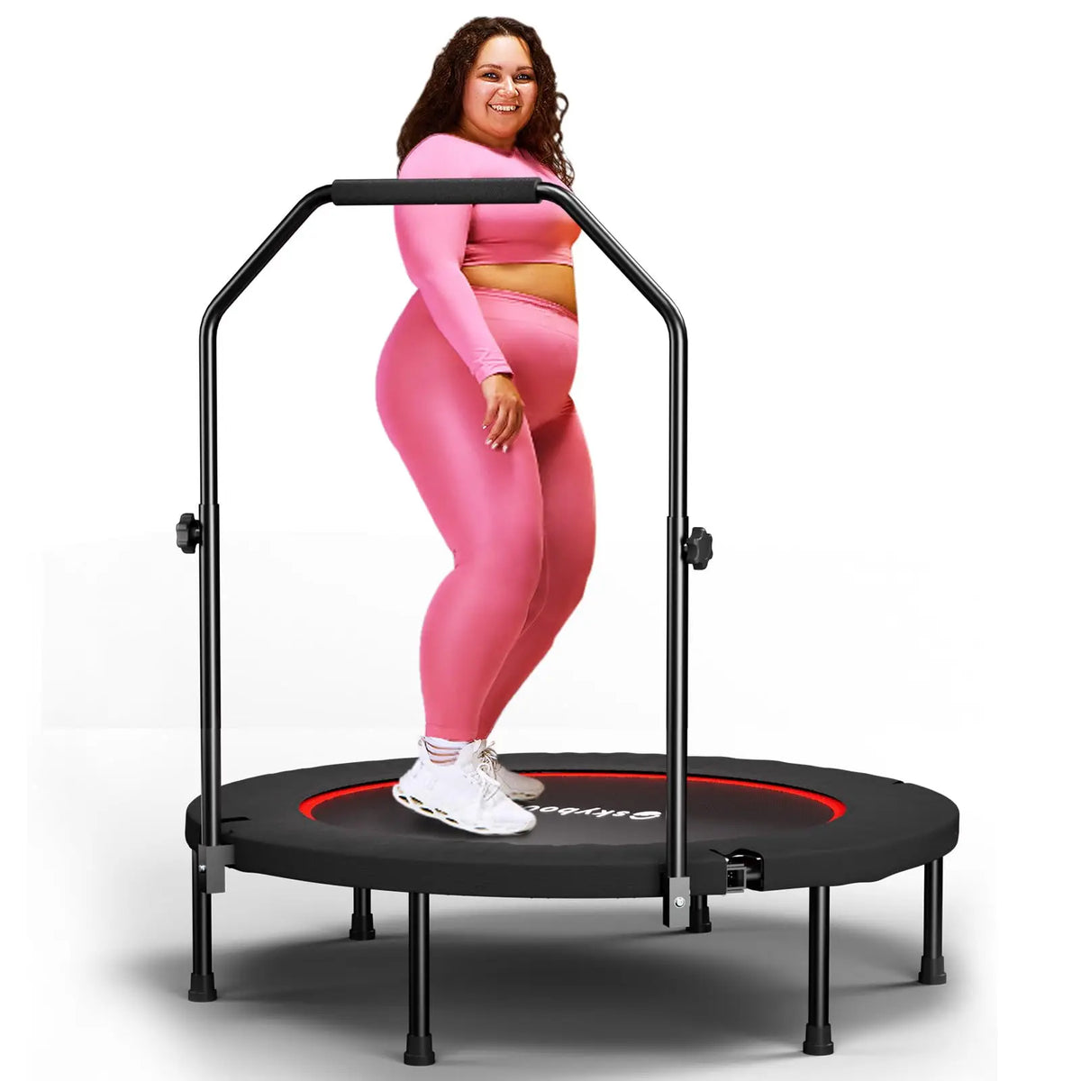 Premium Foldable Fitness Rebounder With Adjustable Bar For Adults
