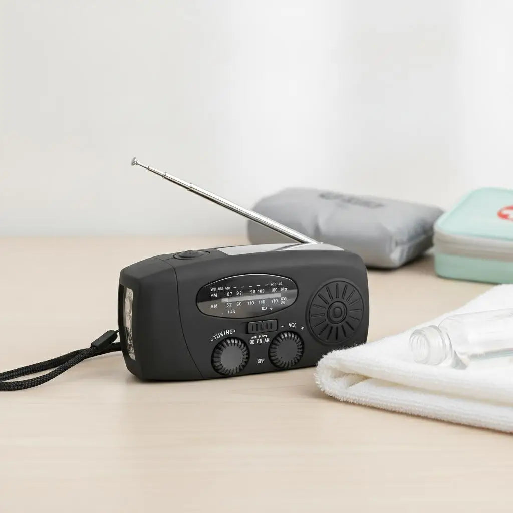 Portable Solar Emergency Radio With Led Flashlight And Power Bank