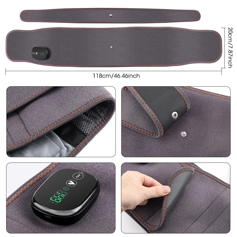 Agdoad Heating Vibration Massager Belt Red Light Waist Support
