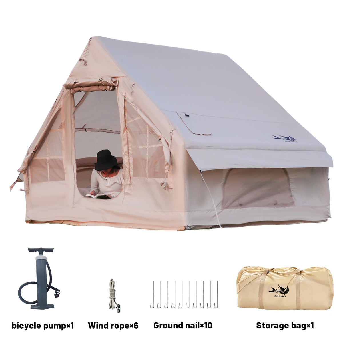Pakicetus Inflatable Waterproof Camping Tent With Stove Plug