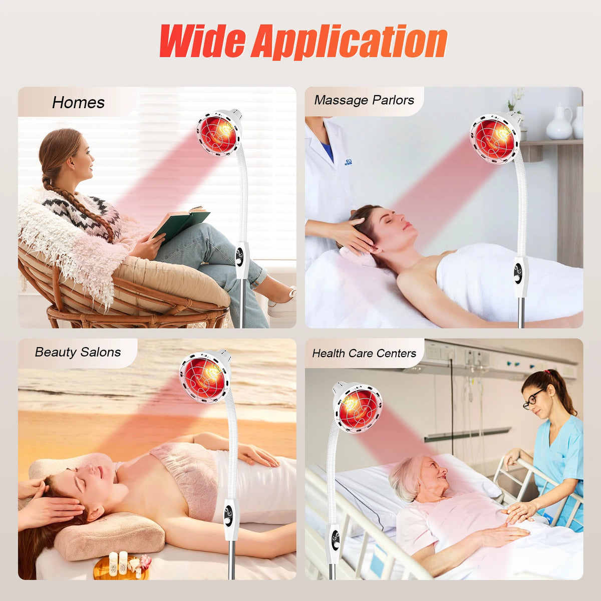 Adjustable Infrared Heat Lamp Featuring Temperature Control And Rotation