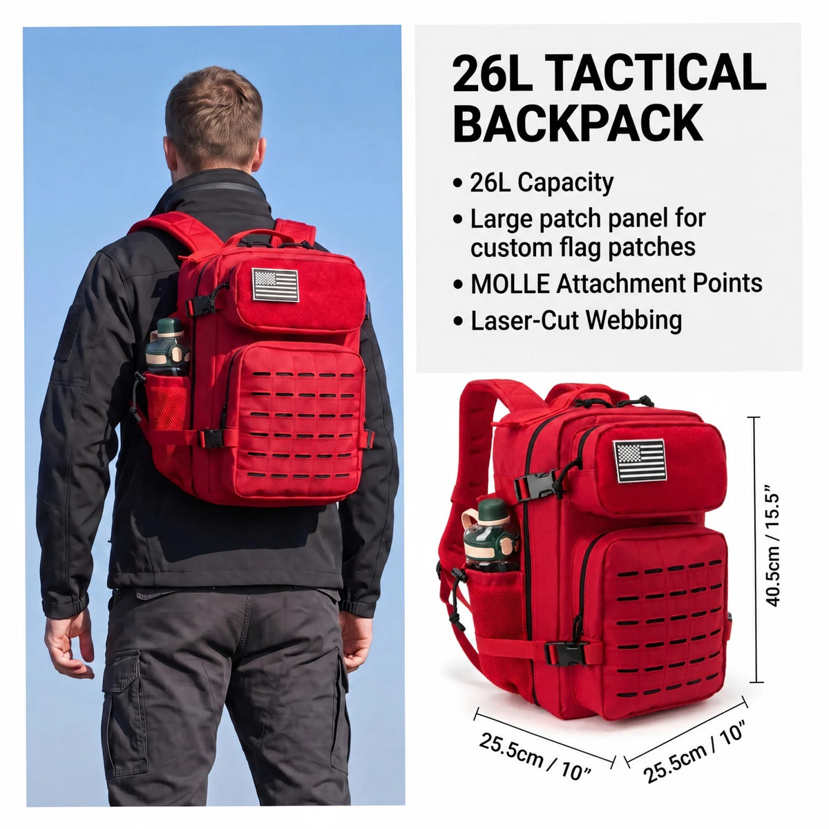ReFire Gear Tactical MOLLE Backpack Dual Cup Holders Hiking Camping