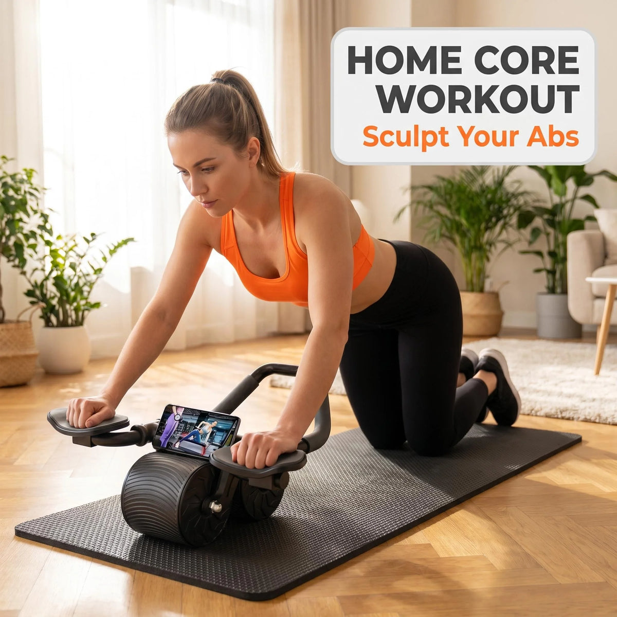 Professional Core Ab Roller With Knee Pad And Timer