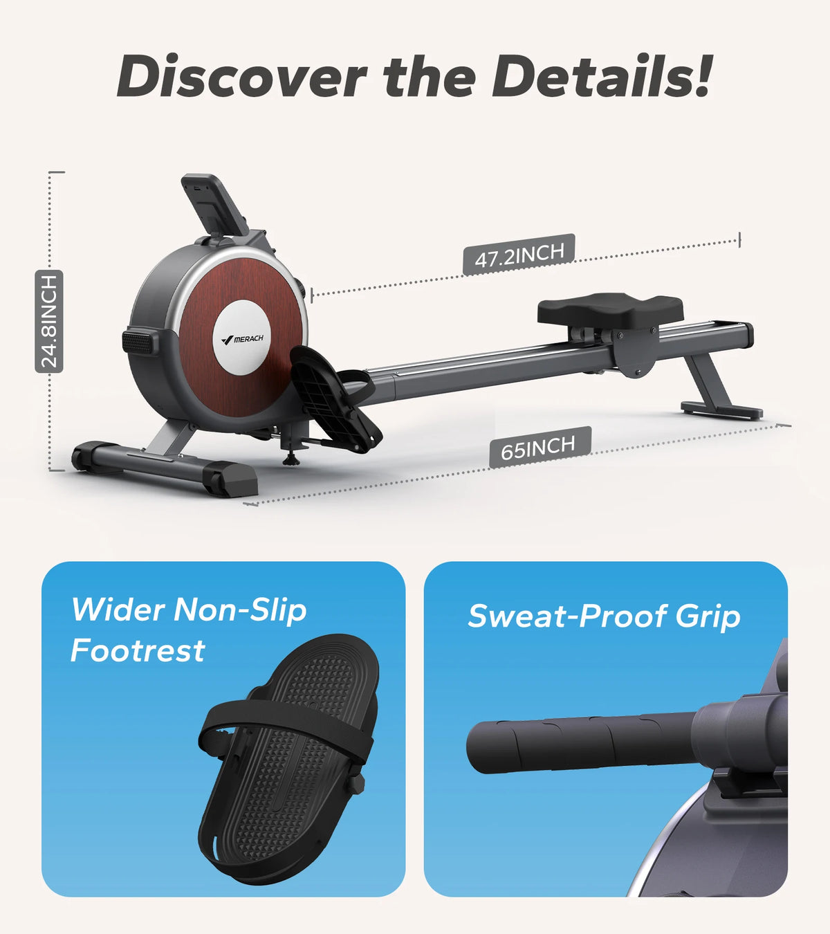 Merach Magnetic Rowing Machine With Bluetooth And Heart Rate Monitor