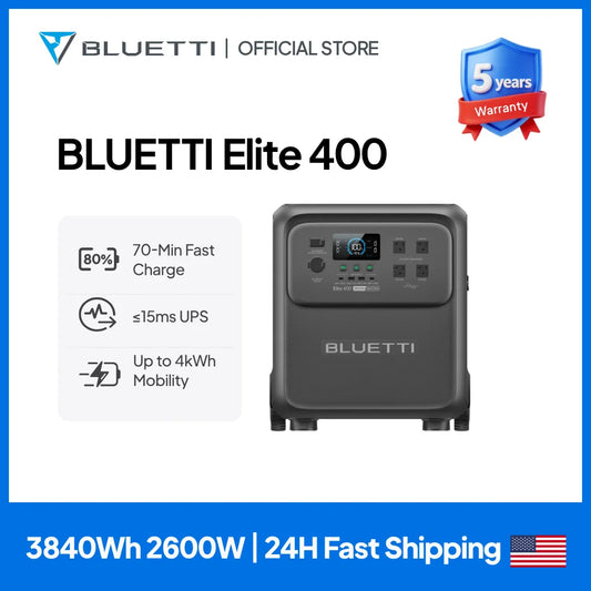 Bluetti Elite 400 Portable Solar Power Station With App Control
