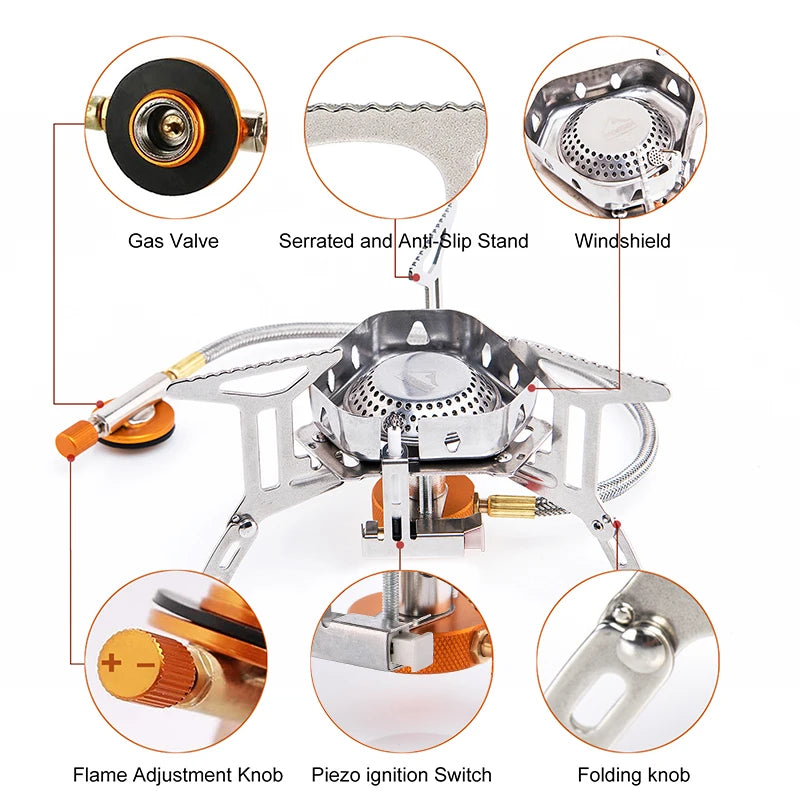 Widesea Windproof Outdoor Gas Camping Burner For Travel
