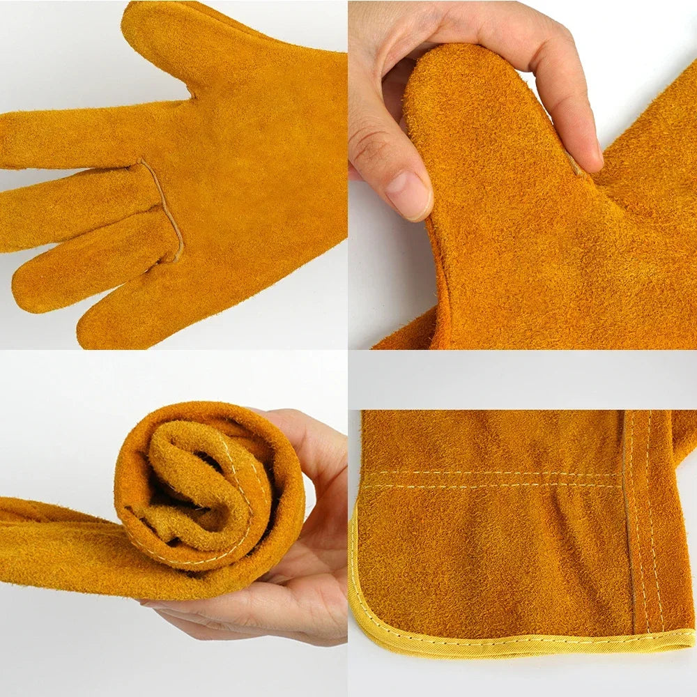 Heavy Duty Sheepskin Leather Welding Gloves For Heat Resistant Safety