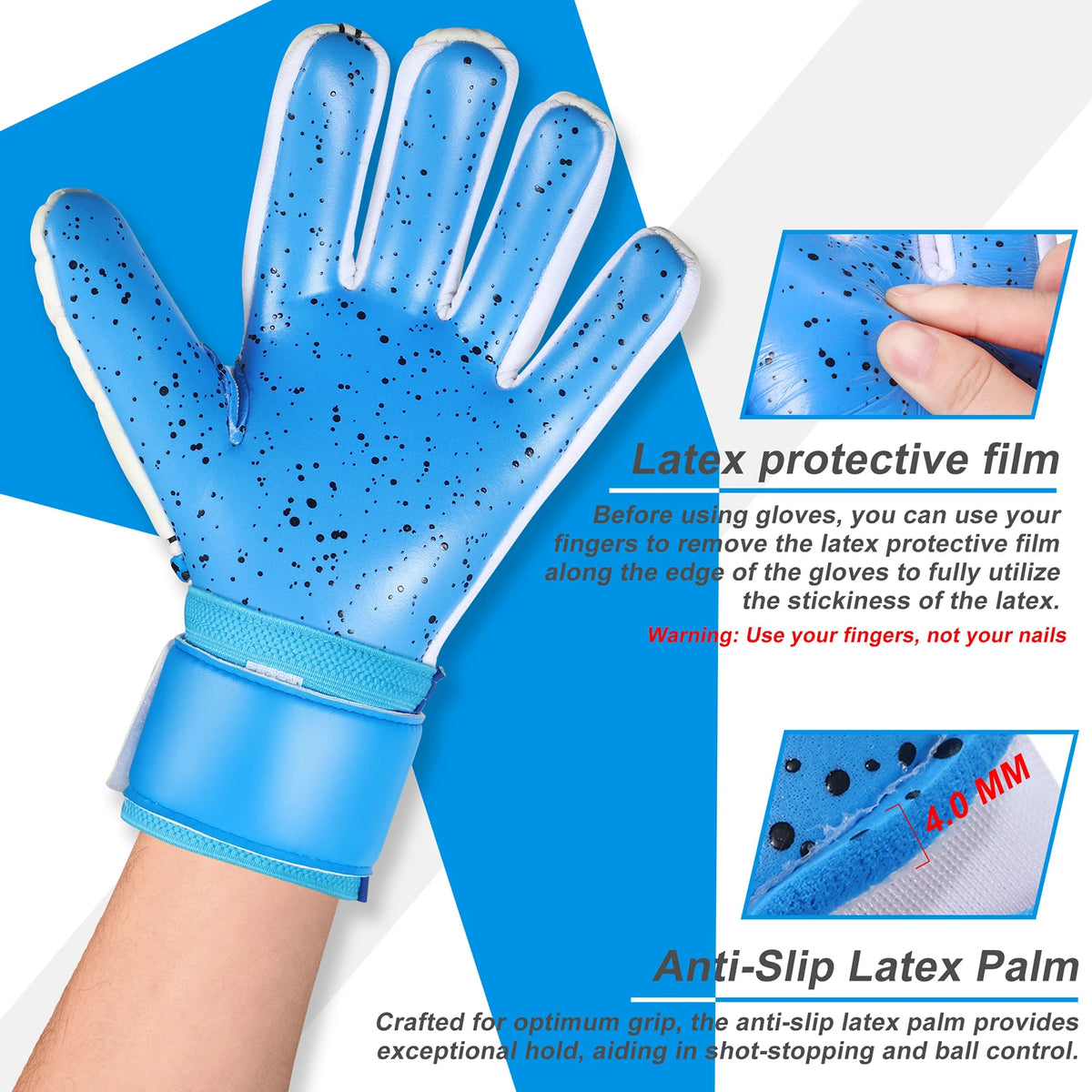 GKHMNEW Professional Soccer Goalkeeper Gloves With Strong Grip Palms