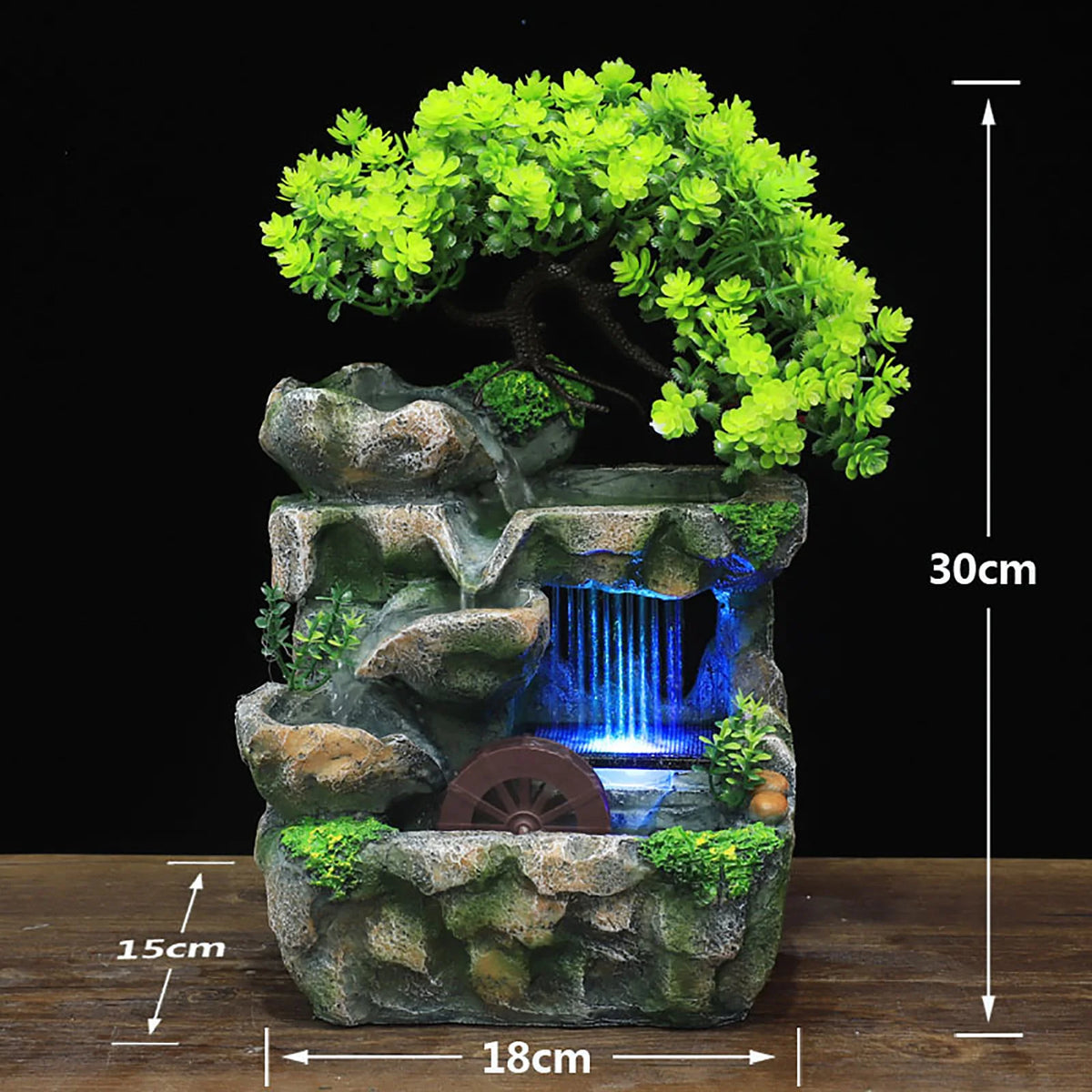 Indoor Resin Waterfall Desktop Water Feature With Led Lights