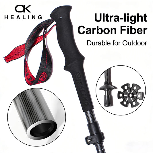 OKHEALING Carbon Fiber Folding Trekking Poles For Outdoor Hiking