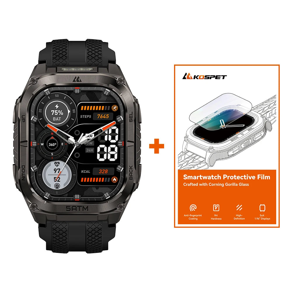 Kospe Tank M4c Gps Smartwatch With Flashlight And Health Tracking
