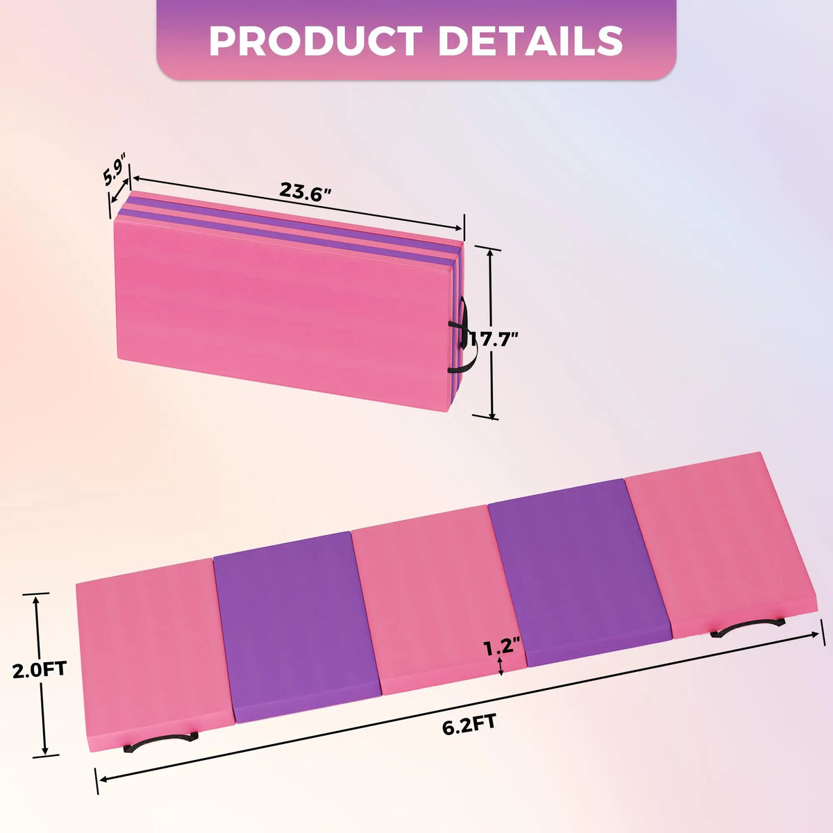 HiMISS Thick Portable Gymnastics Exercise Mat For Home Fitness