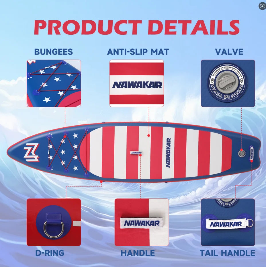 Portable Inflatable Sea Paddle Board for Surfing and Fishing