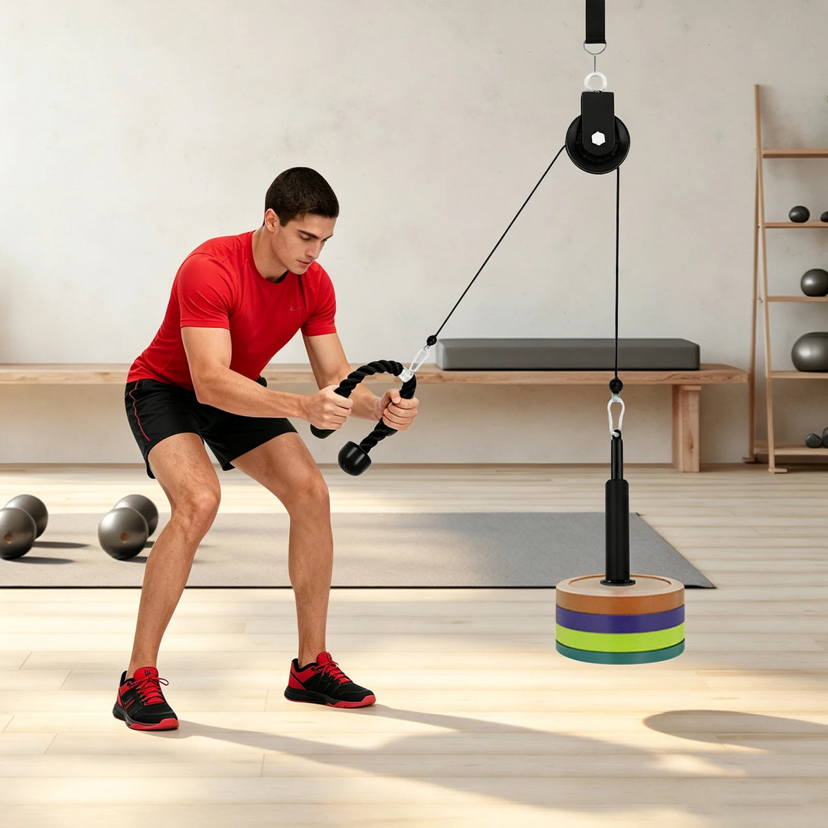 Home Cable Weight Pulley Fitness System For Strength Training