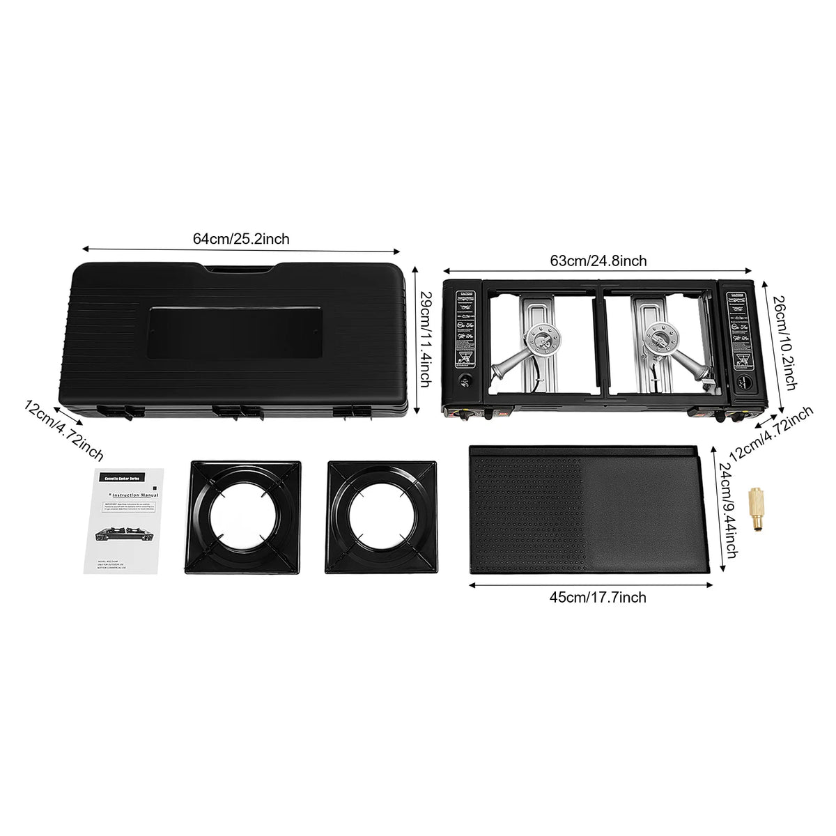 Portable Two Burner Gas Stove With Baking Tray And Case