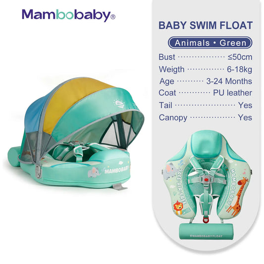 Mambobaby Non Inflatable Baby Swim Trainer With Removable Canopy
