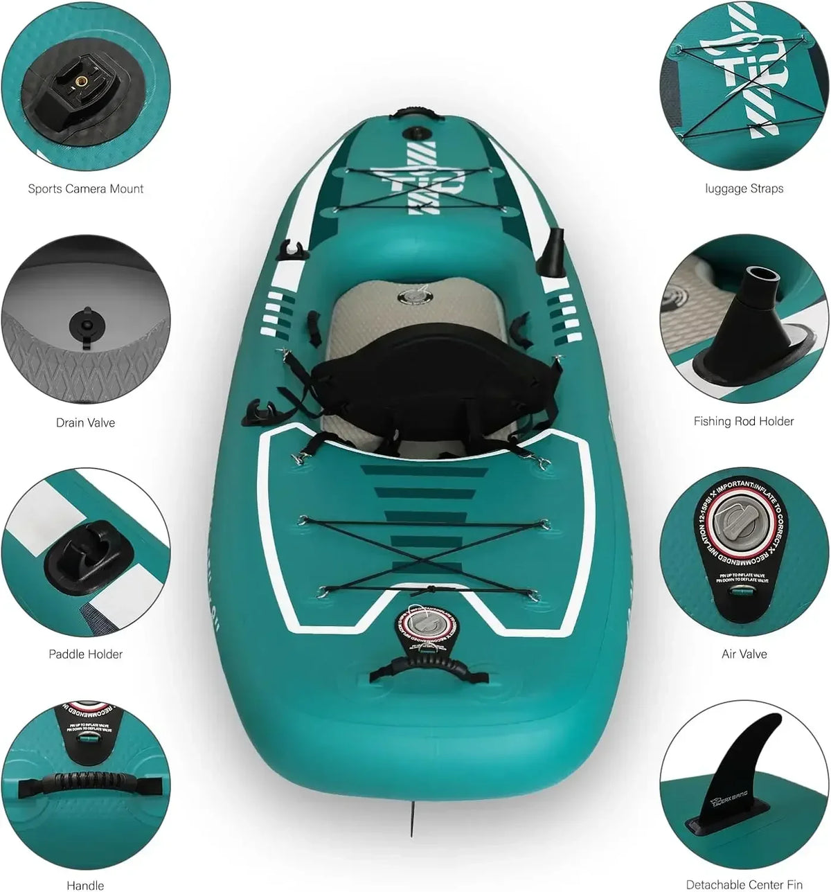 TIGERXBANG Inflatable Kayak With Detachable Seat And Paddle Set