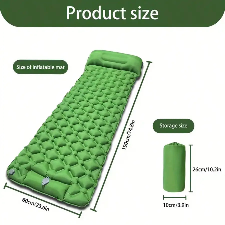 Portable Inflatable Camping Sleeping Pad With Integrated Air Pump