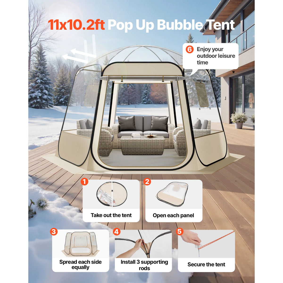 SucceBuy Waterproof Clear Bubble Tent For Outdoor Camping Shelter