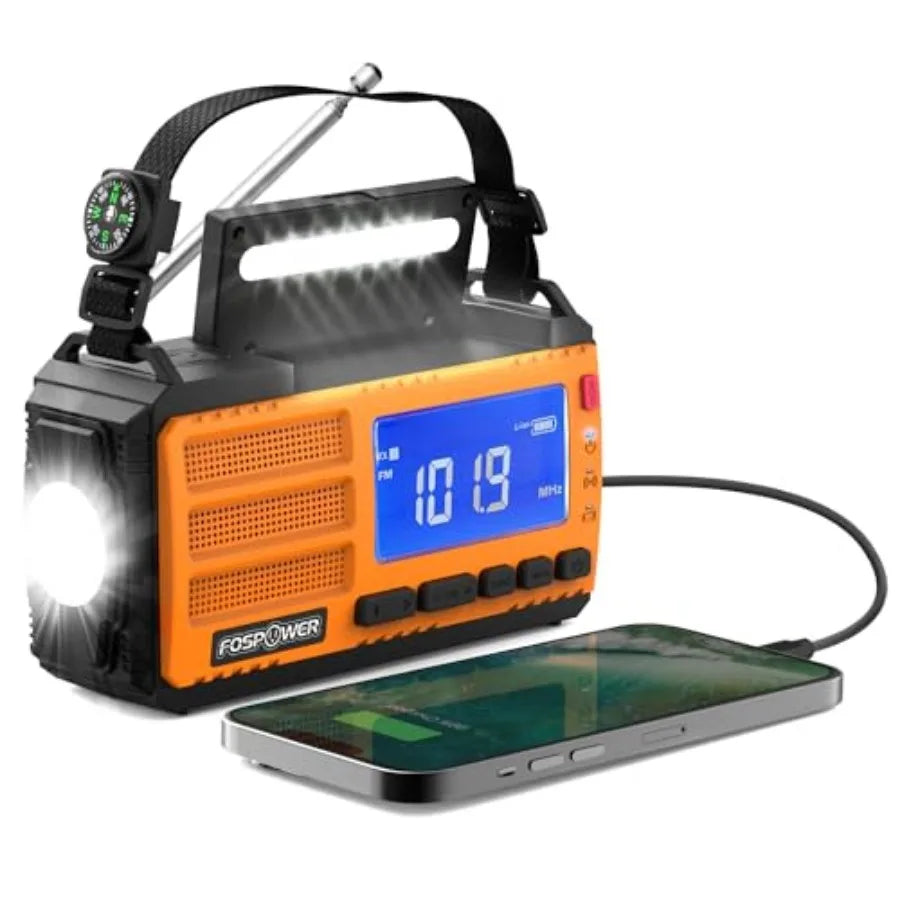 Portable Emergency Weather Radio With Power Bank Solar Hand Crank