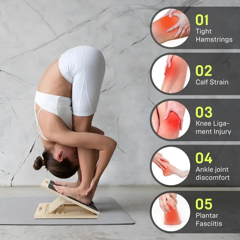 Adjustable Wooden Slant Board for Calf Stretching and Ankle Therapy