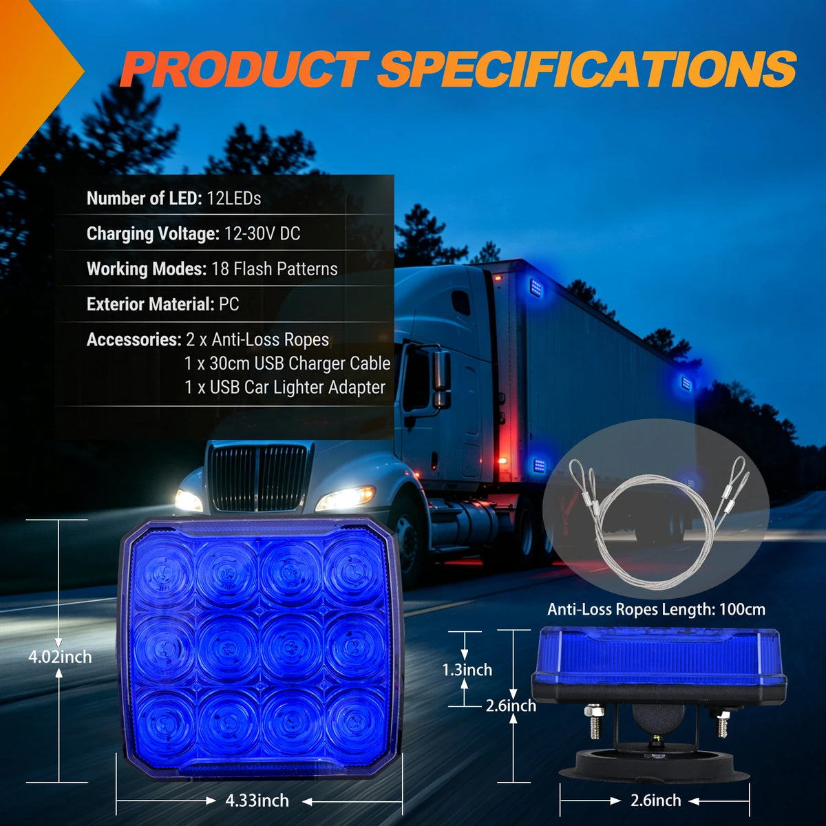 Nilight Magnetic Wireless Strobe Warning Lights For Trucks