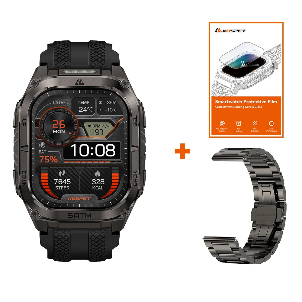 Kospe Tank M4c Gps Smartwatch With Flashlight And Health Tracking