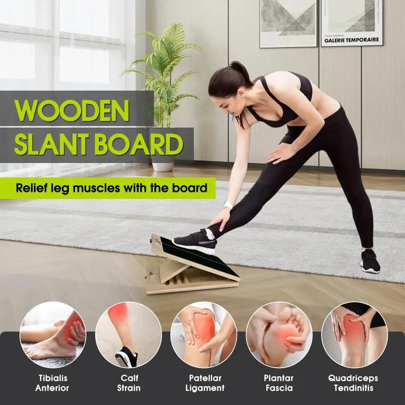 Adjustable Wooden Slant Board for Calf Stretching and Ankle Therapy