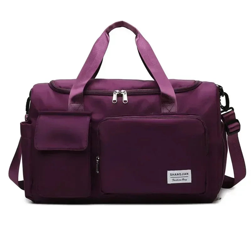 Large Capacity Nylon Travel Duffel Bag Featuring Shoe Compartment