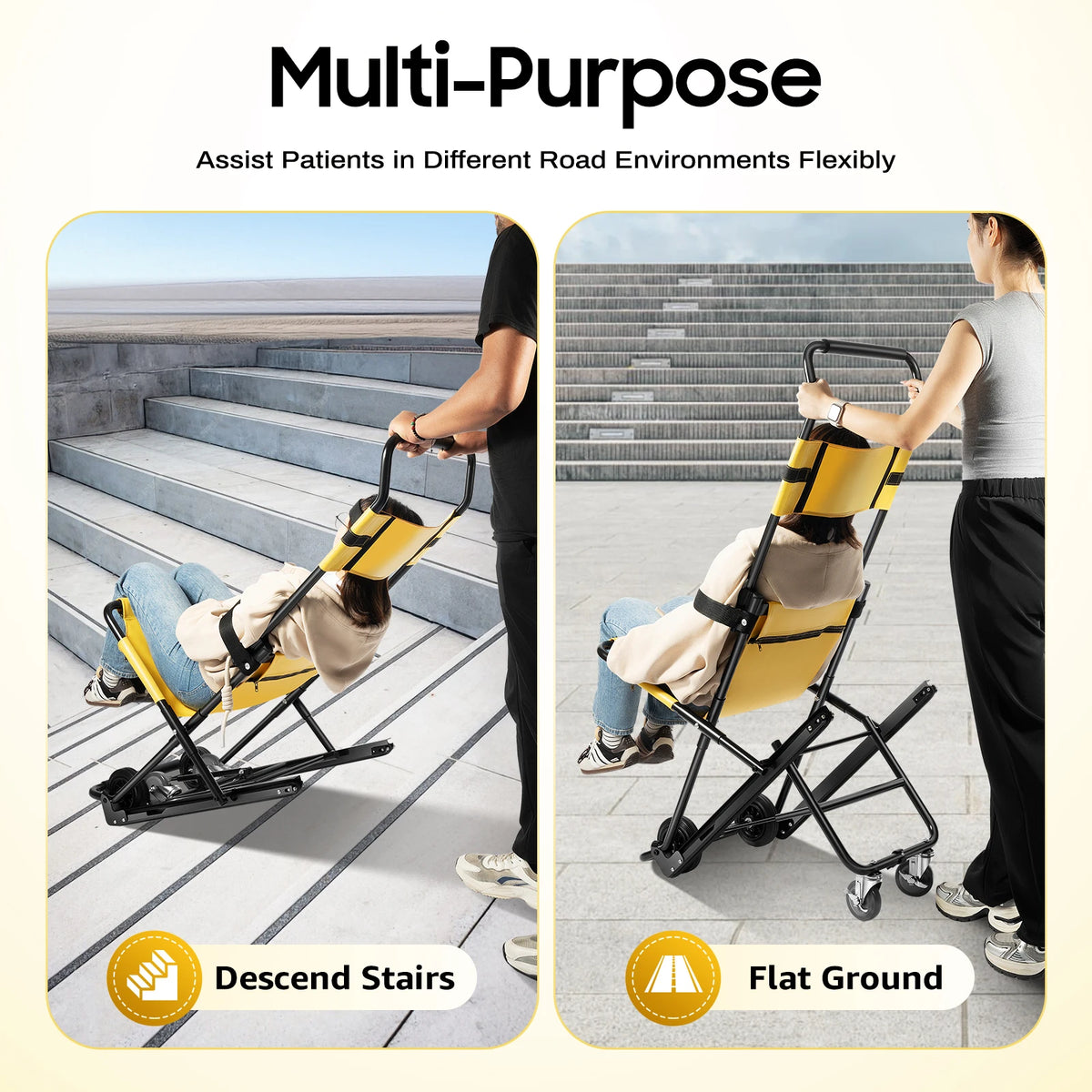 Heavy Duty Foldable Stair Chair For Elderly Emergency Evacuation
