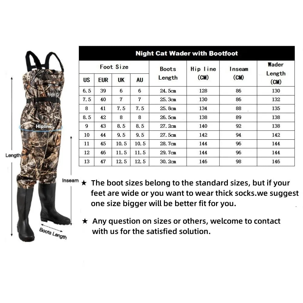 Night Cat Waterproof Fishing Chest Waders For Outdoor Hunting