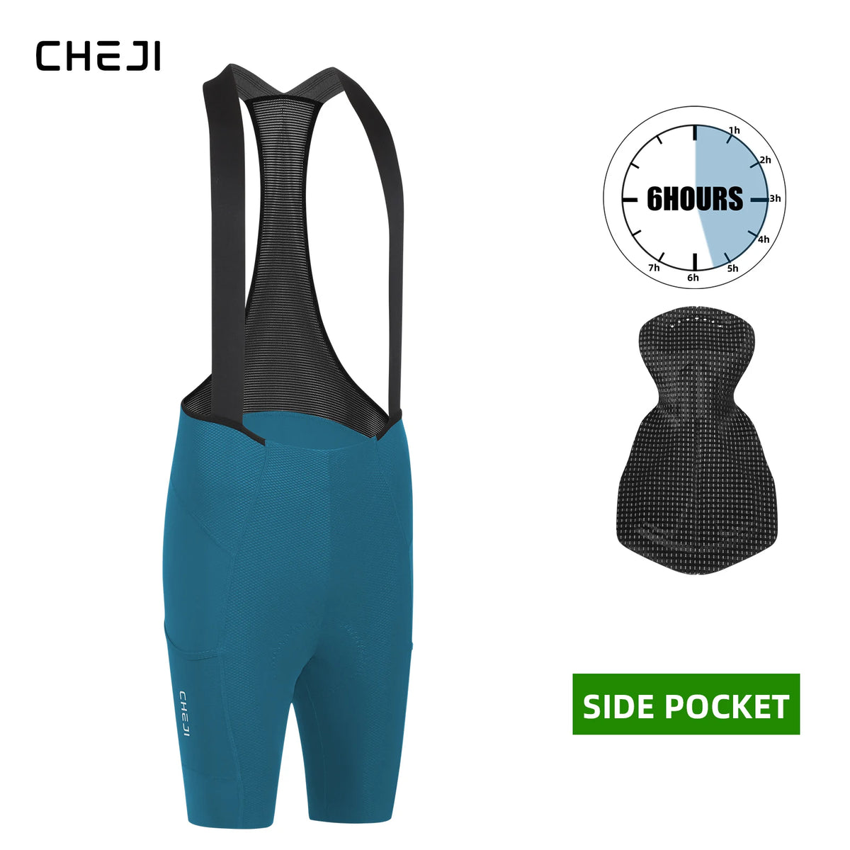 Cheji Men's Seamless Cycling Bib Shorts Breathable Quick Dry Fabric
