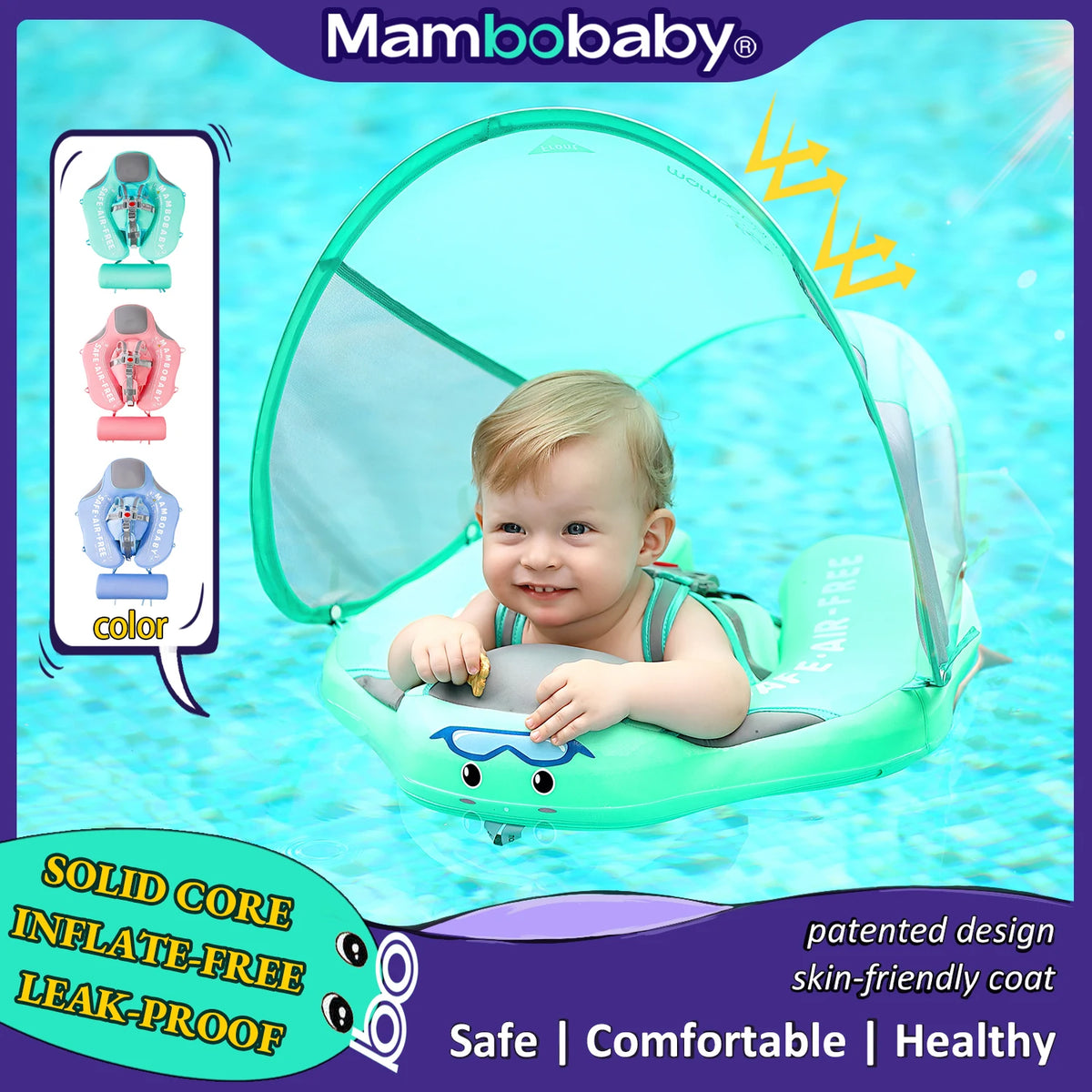 Mambobaby Baby Float Sunshade Canopy Crotch Strap Solid Core Design