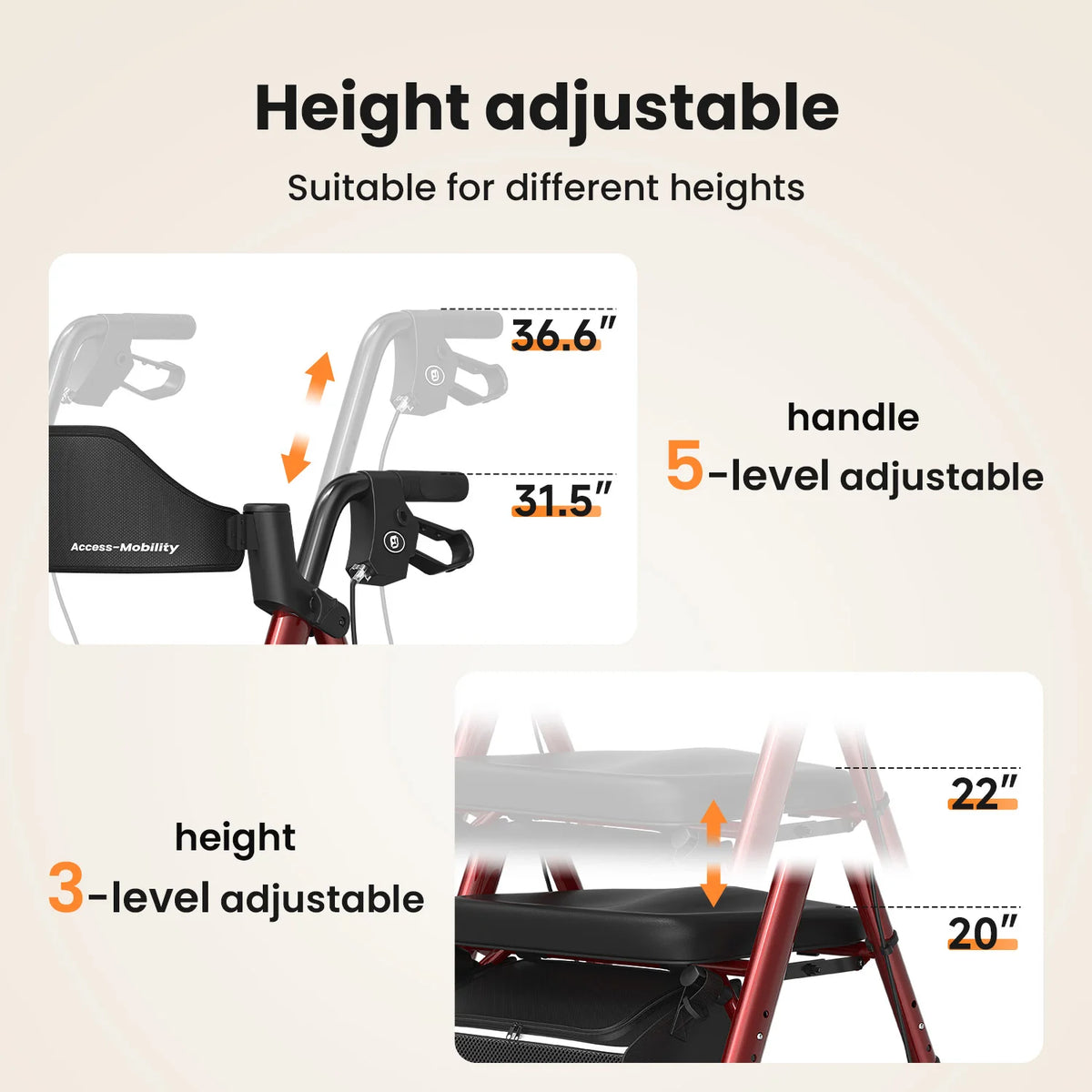MaiDeSiTe Foldable Steel Walker With Seat For Seniors