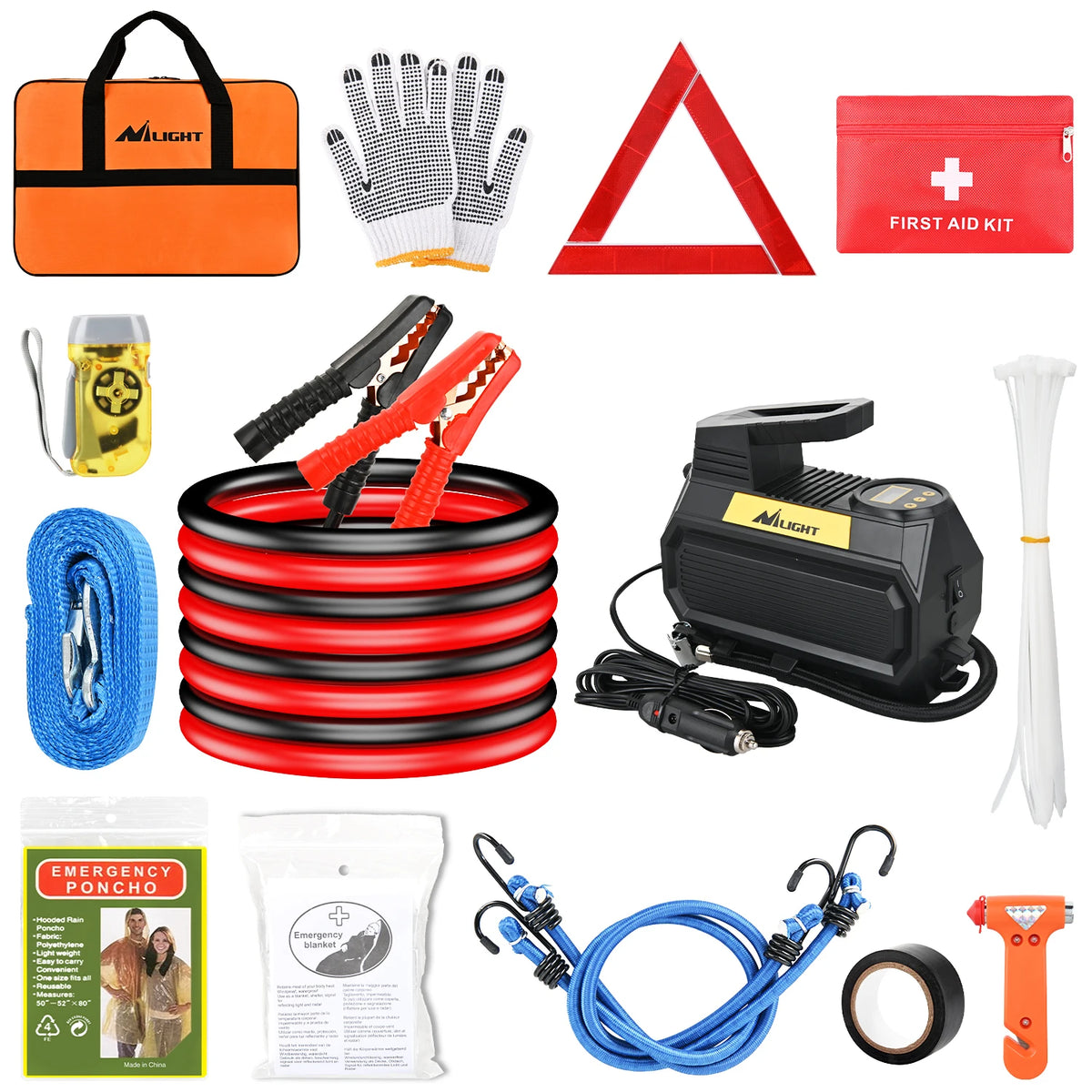 Nilight Car Emergency Kit With Jumper Cable And First Aid