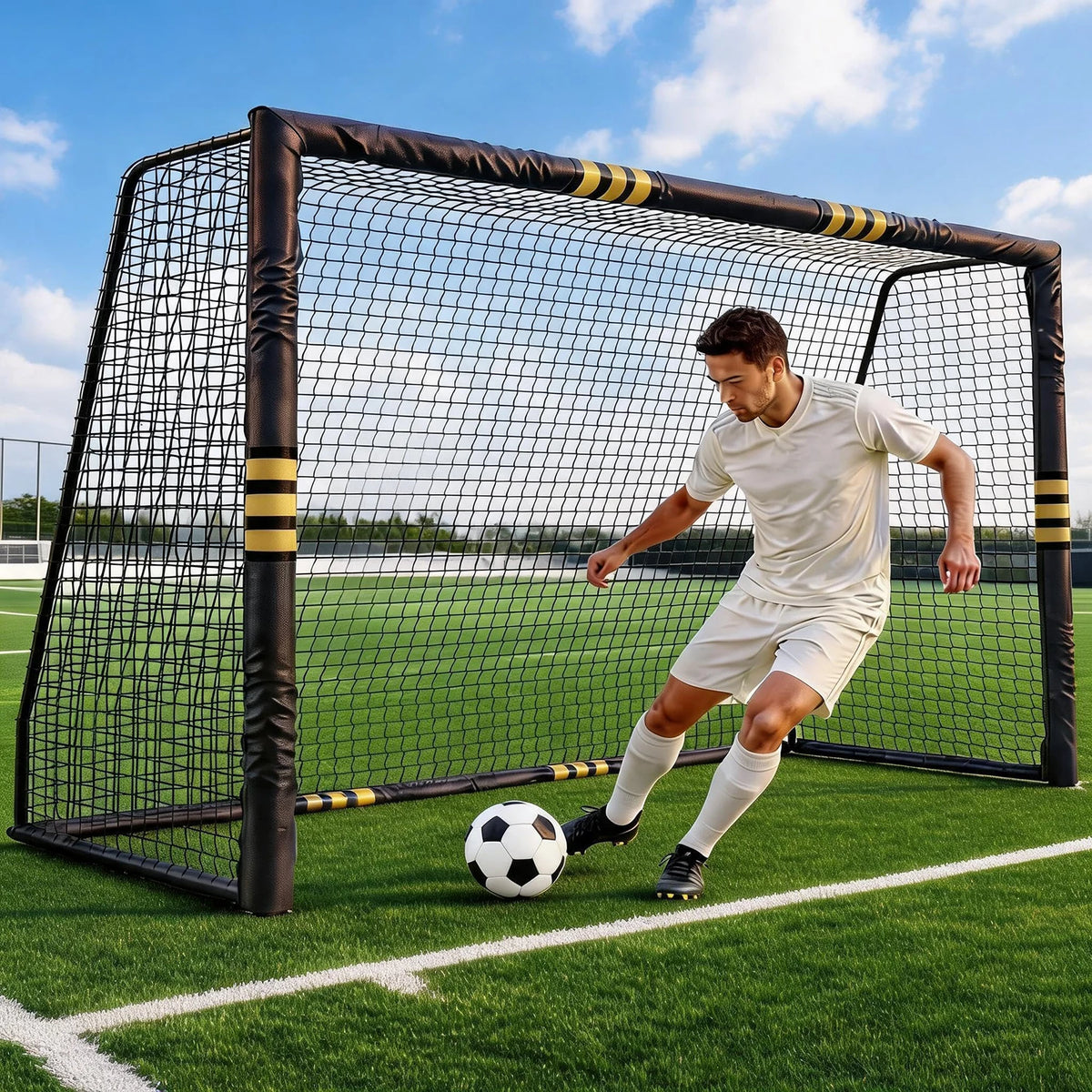 HiMISS Heavy Duty Steel Soccer Goal With Padded Posts