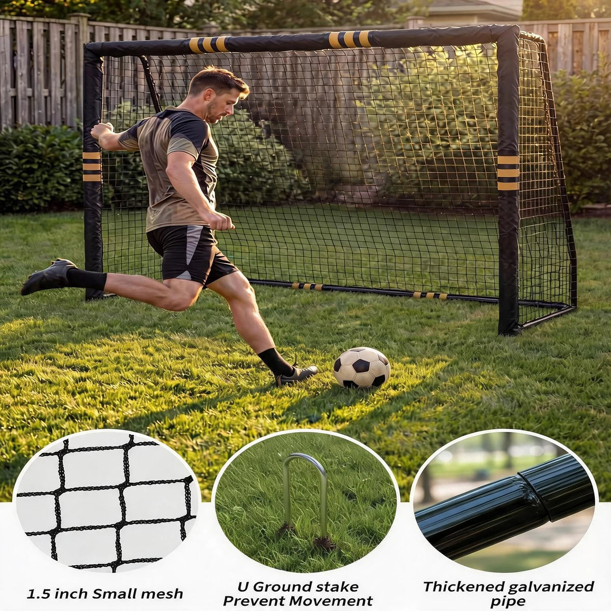 HiMISS Heavy Duty Steel Soccer Goal With Padded Posts