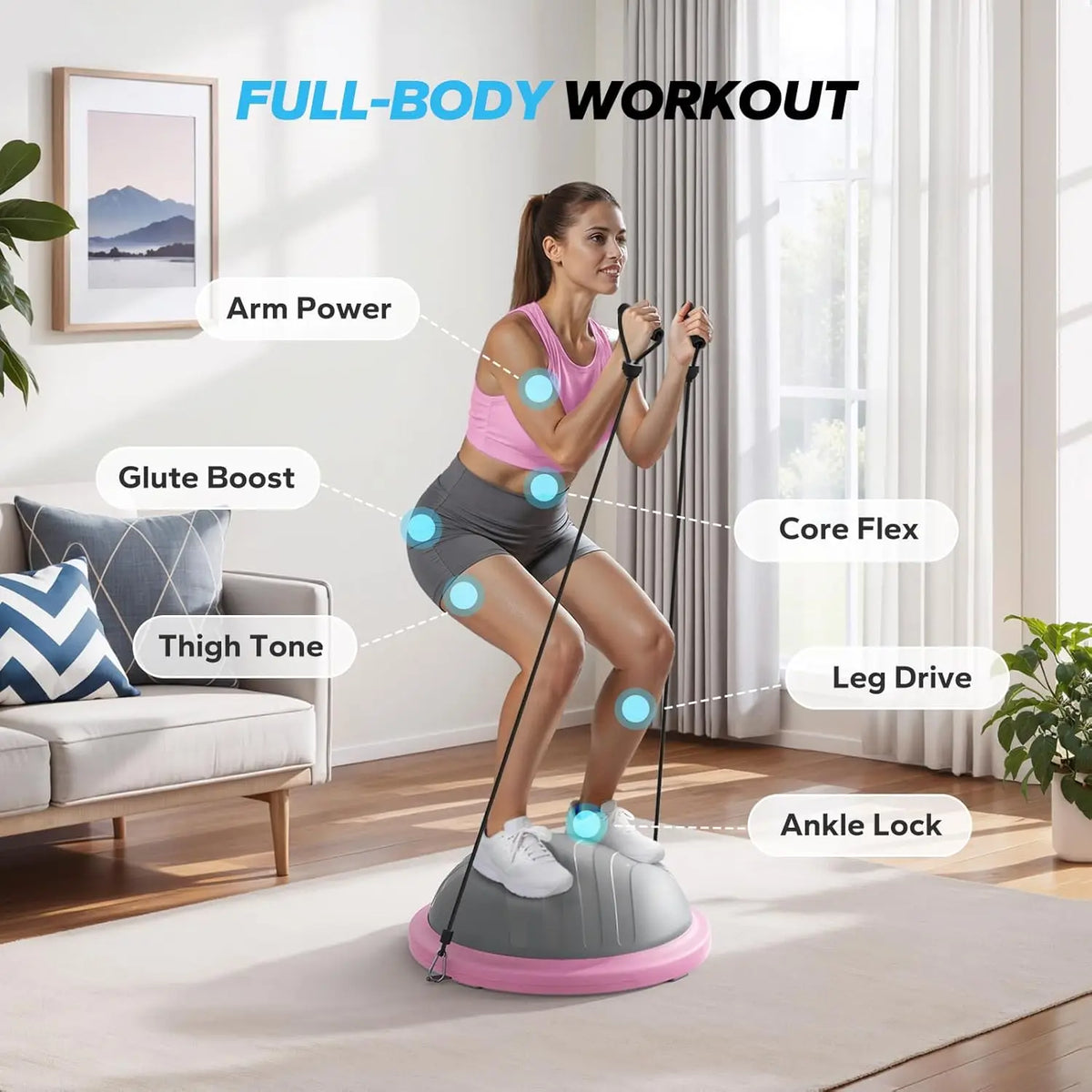 YTYIN Balance Ball Trainer With Resistance Bands And Foot Pump