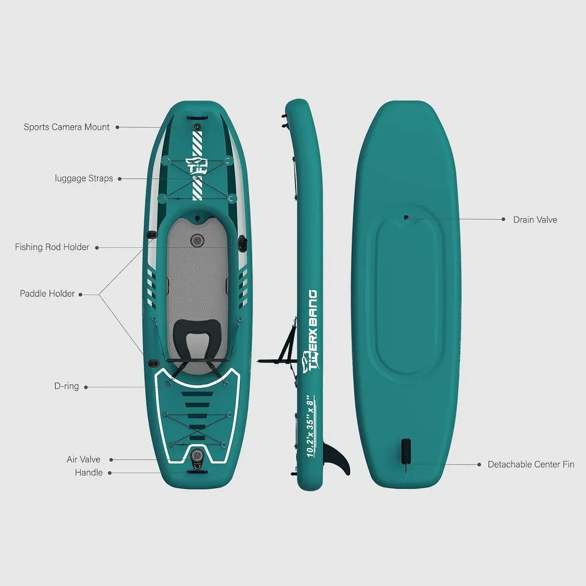 TIGERXBANG Inflatable Kayak With Detachable Seat And Paddle Set