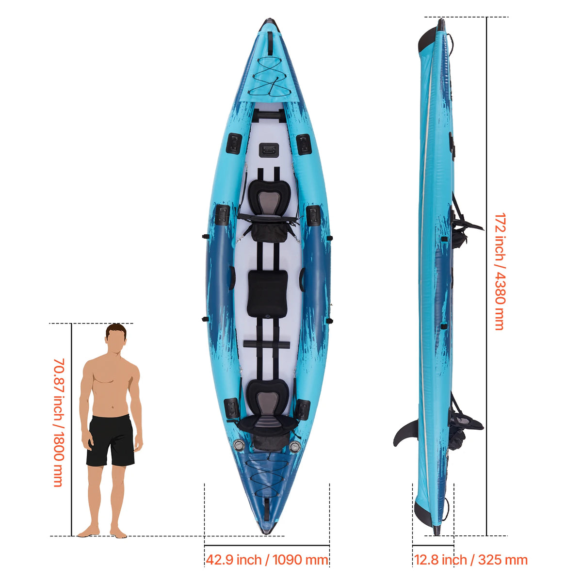 Two Person Inflatable Kayak With Padded Seats And Paddles
